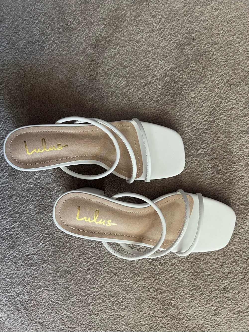 Lulu's White Multi-Strap Square-Toe Slide Heels